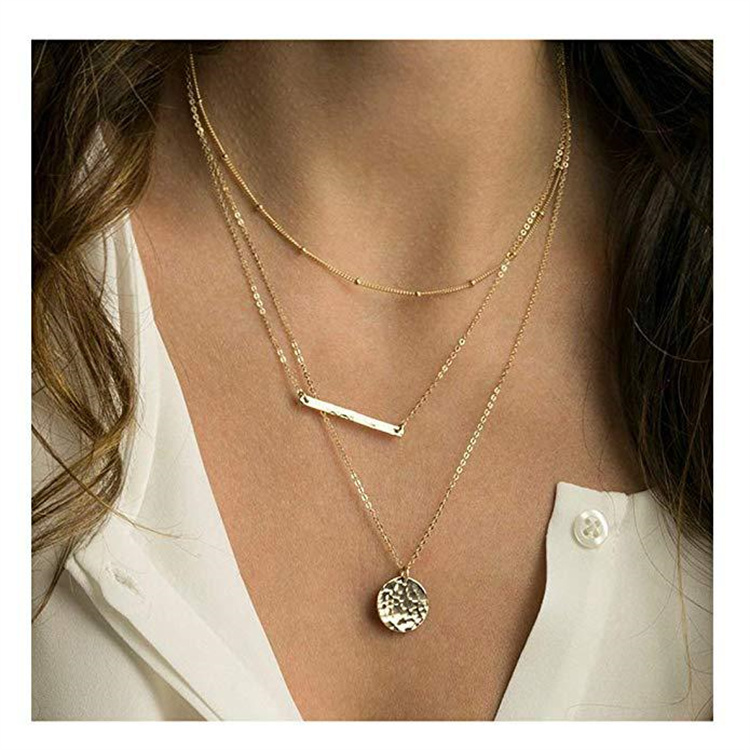 New Arrival Layered Necklace Simple Sequin Pendant Necklace Multi-layer Necklace for Women