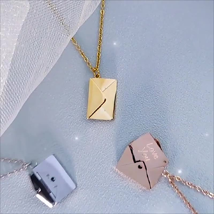 Special Design Stainless Steel Envelope Pendant Necklace Couple Necklace Color Preservation Choker necklace