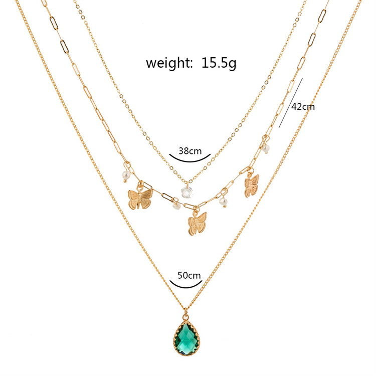 Butterfly Necklace Wholesale Fashion Elegant Water Drop Zircon Multilayer Necklace Women