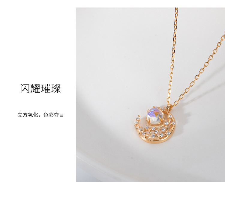 S925 Silver Necklaces Vintage Clavicle Chain Light Luxury Necklaces Korean Style Moon Necklace