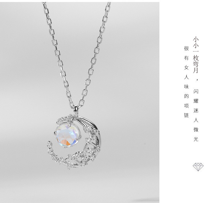 S925 Silver Necklaces Vintage Clavicle Chain Light Luxury Necklaces Korean Style Moon Necklace