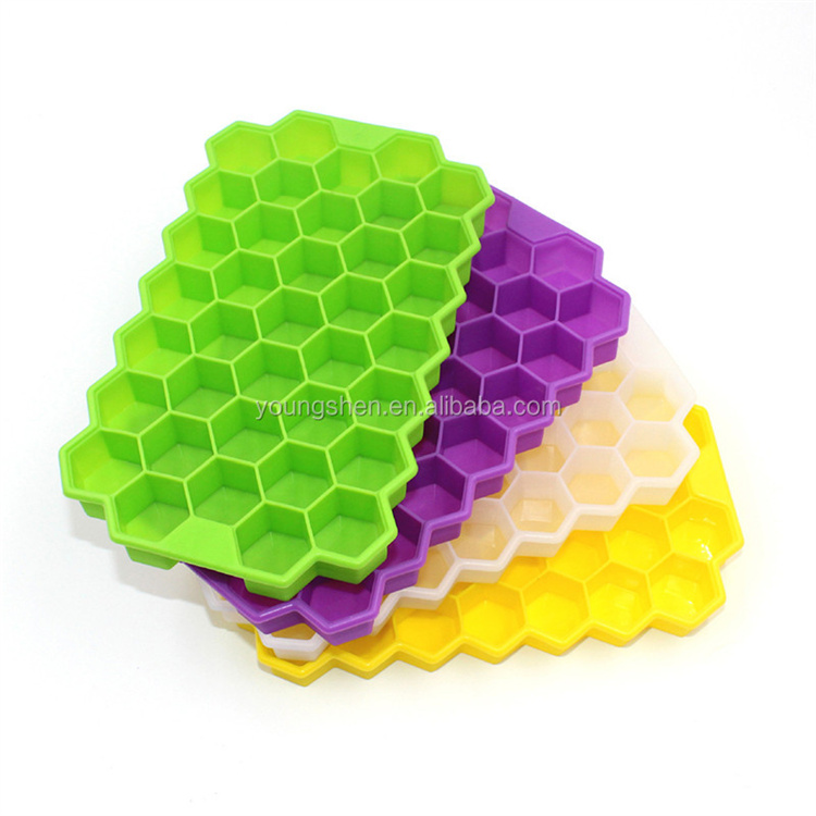 Food Grade Silicone 37 Cubes Ice Tray Cube Mold Creative DIY Honeycomb Shape Ice Cube Tray