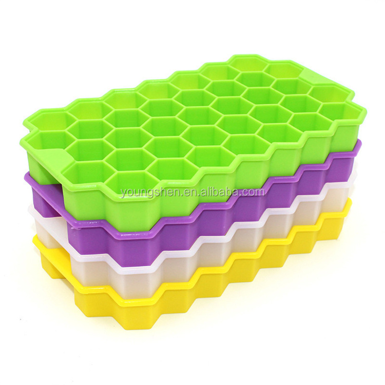 Food Grade Silicone 37 Cubes Ice Tray Cube Mold Creative DIY Honeycomb Shape Ice Cube Tray