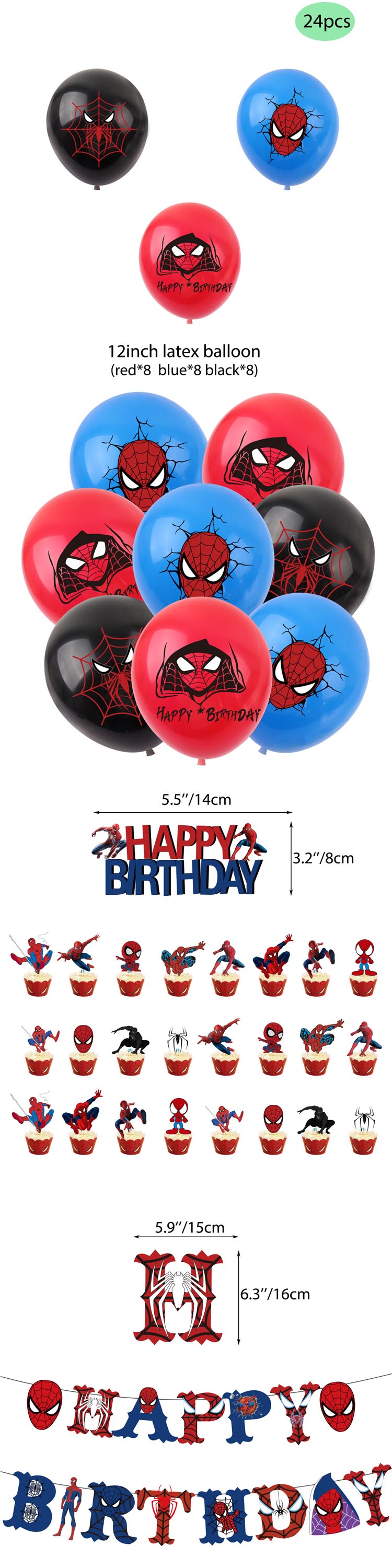 Nice Spiderman Theme Children's Birthday Party Banner Decoration Supplies Marvel Superhero Balloon Set Party Supplies