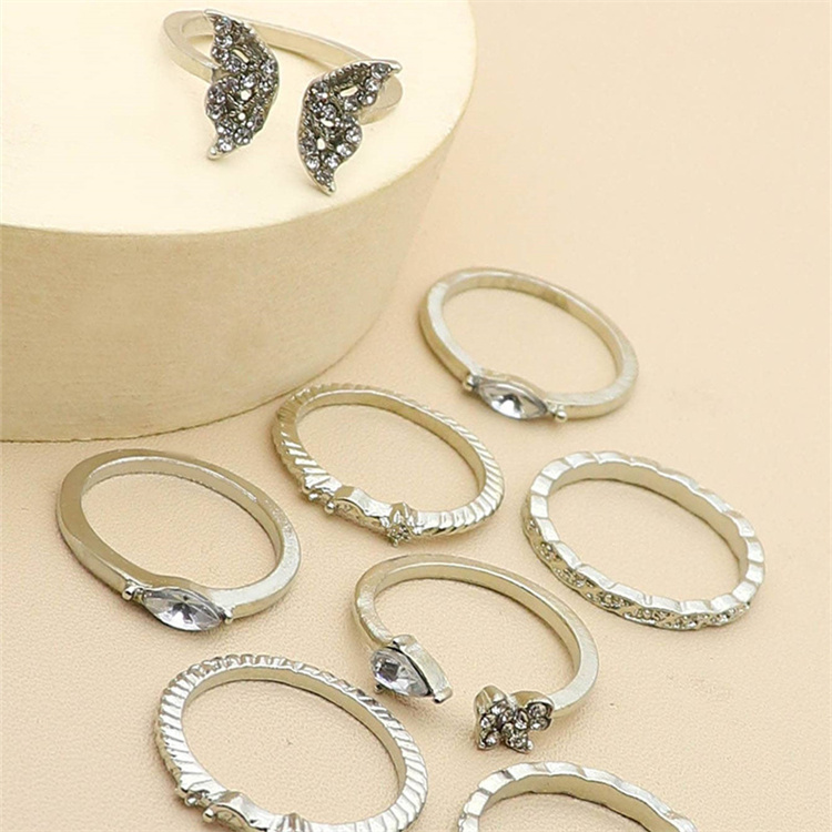 Delicate adjustable ring set women's star butterfly ring jewelry wholesale