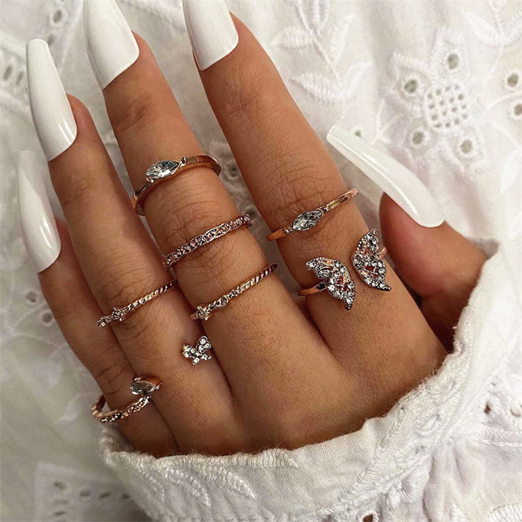 Delicate adjustable ring set women's star butterfly ring jewelry wholesale