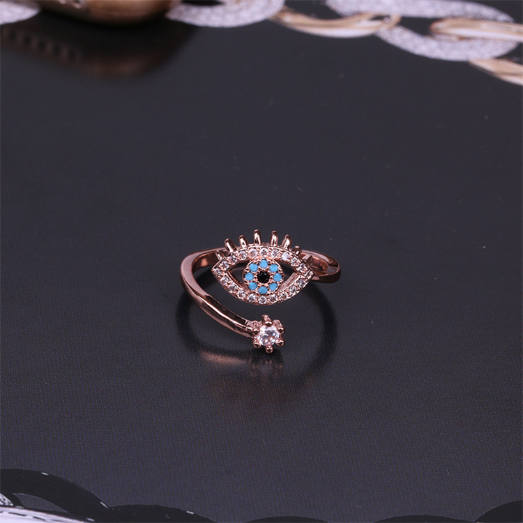 Creative Eye Ring Adjustable Blue Eye Ring Fashion Zircon Ring Wholesale