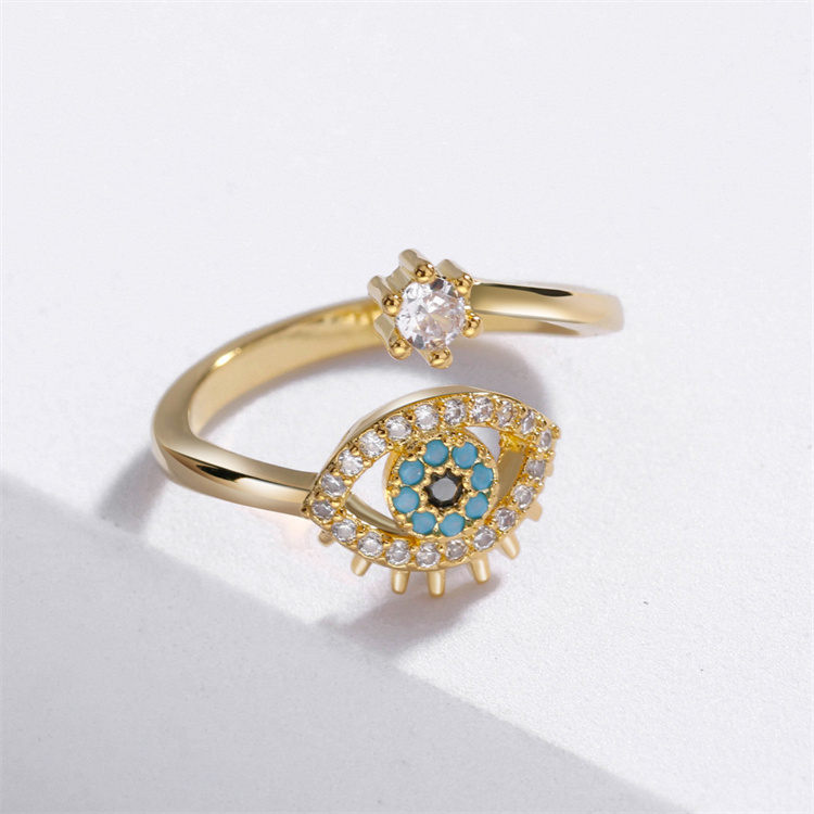 Creative Eye Ring Adjustable Blue Eye Ring Fashion Zircon Ring Wholesale