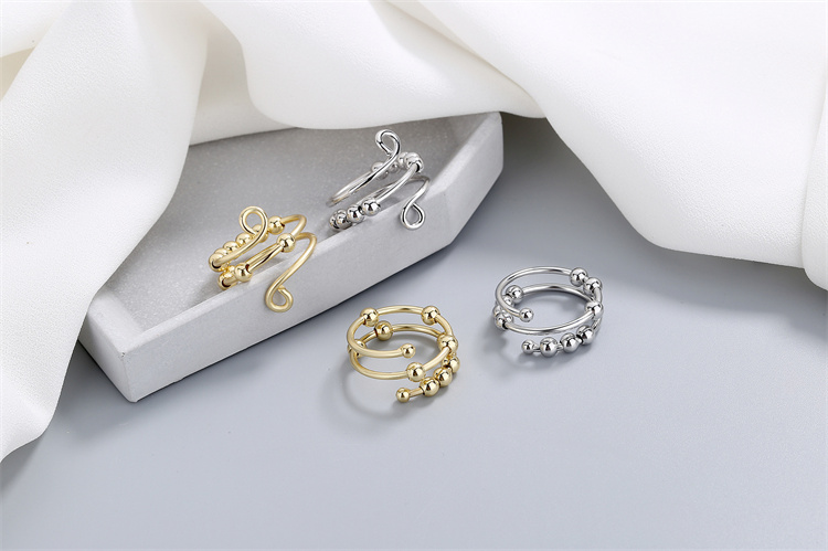 Hot Sale Delicate Double Layer Adjustable Ring Color Preservation Stress Reduction Ring