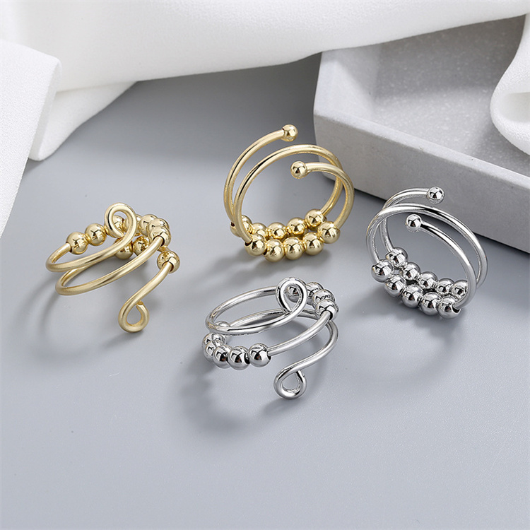 Hot Sale Delicate Double Layer Adjustable Ring Color Preservation Stress Reduction Ring