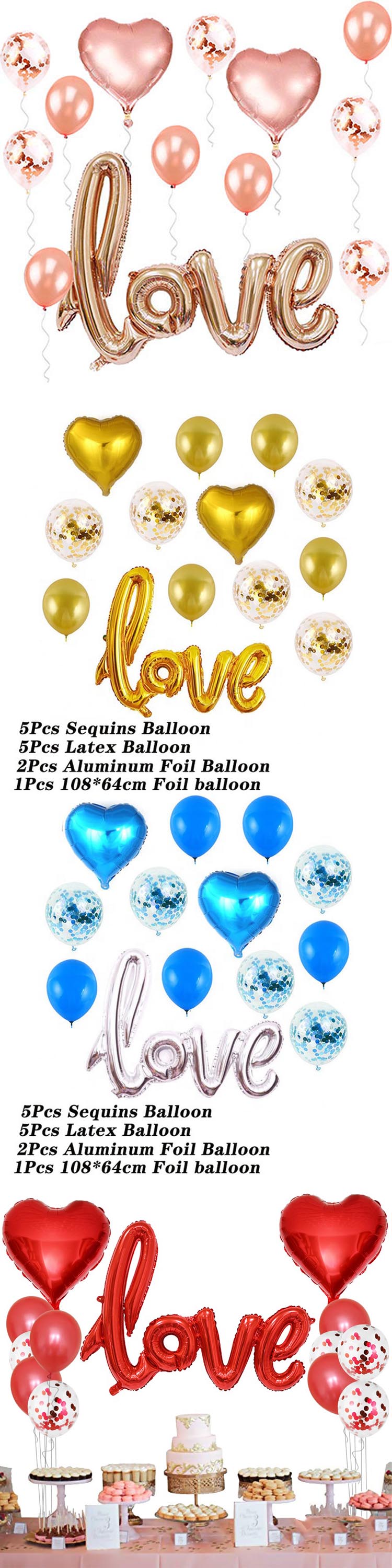 Nice Love Foil Balloons Kit Valentine's Day Wedding Decoration Supplies