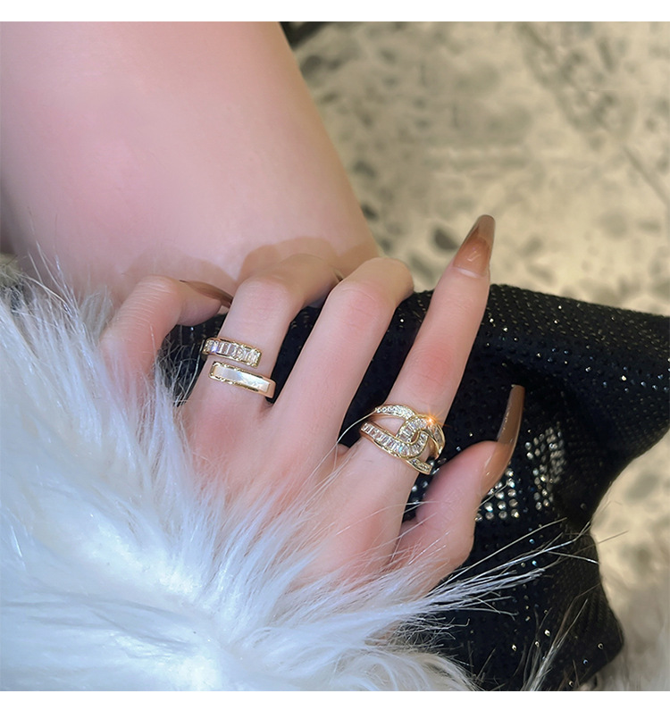 Luxury shiny rhinestone ring fashion adjustable ring jewelry for women