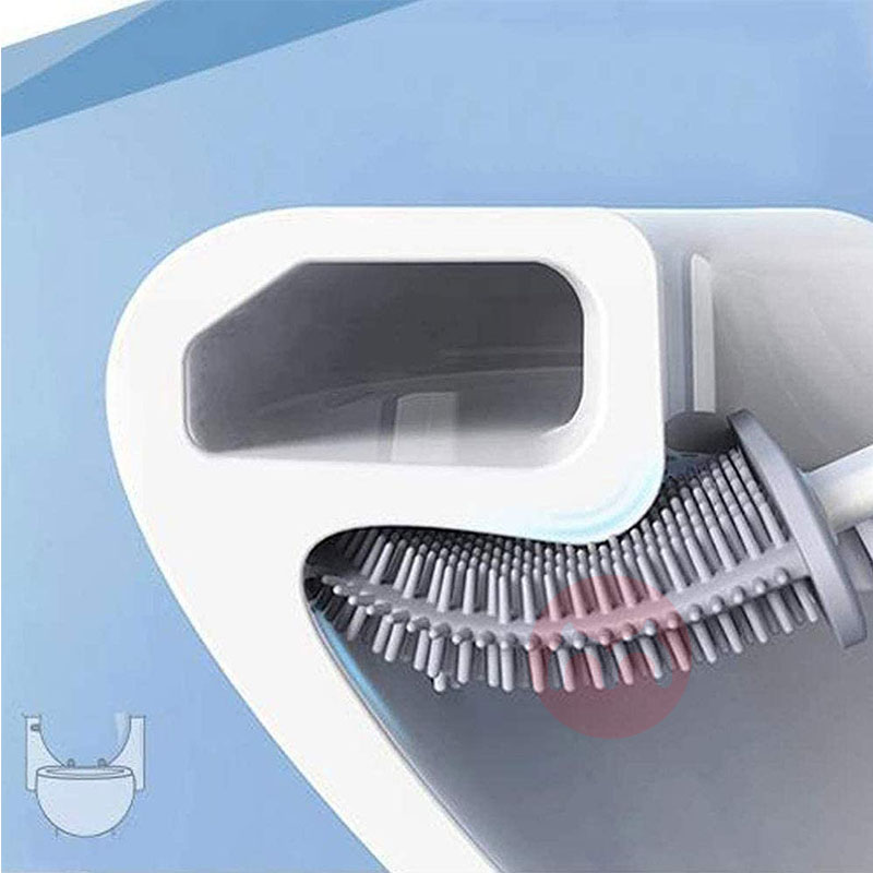 Tpr Silicone Flat Cleaning Head Toilet Brush With Holder