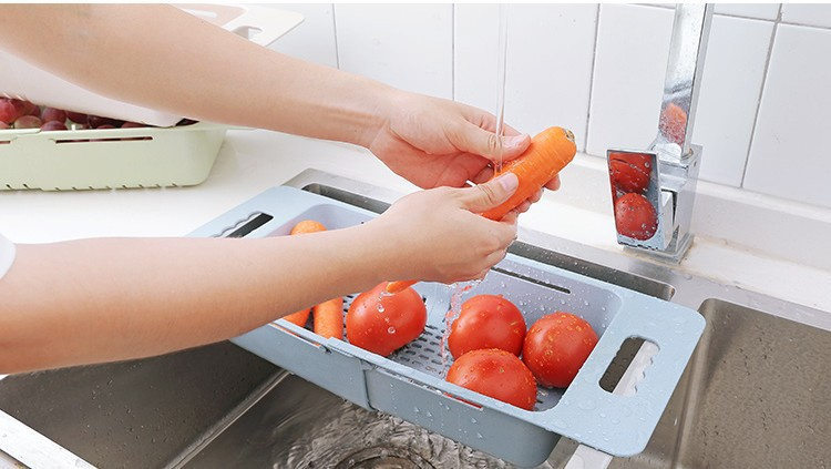 Creative retractable sink drain rack plastic put tableware rack home kitchen dish rack vegetable drain basket