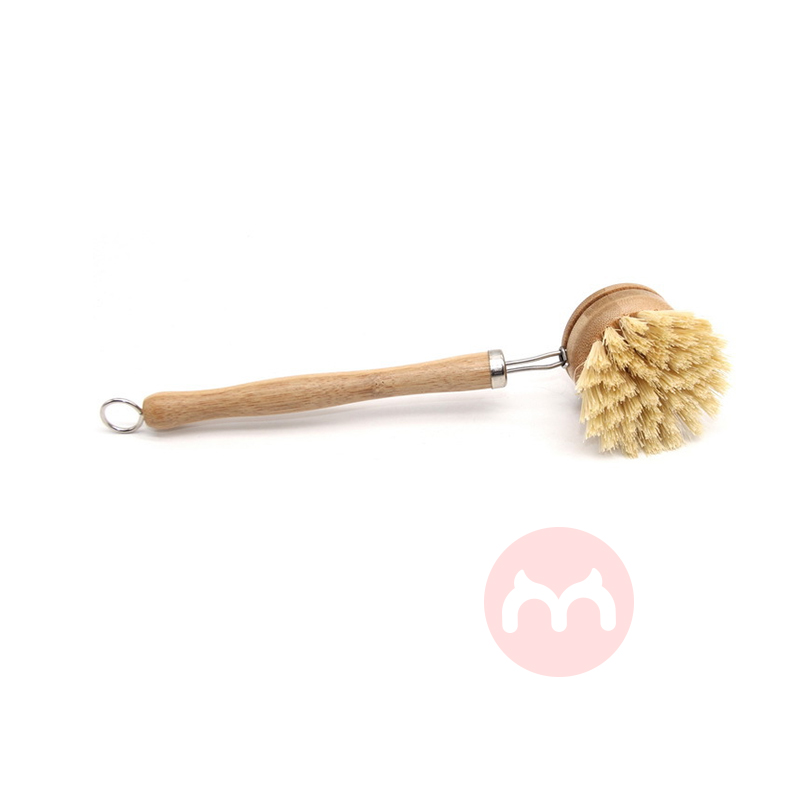 Long bamboo wooden handle sisal pot kitchen dish brush cleaning tool
