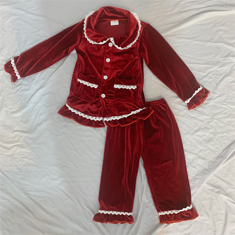 JINXI Velvet Red Soft Christmas pajamas for cute girls