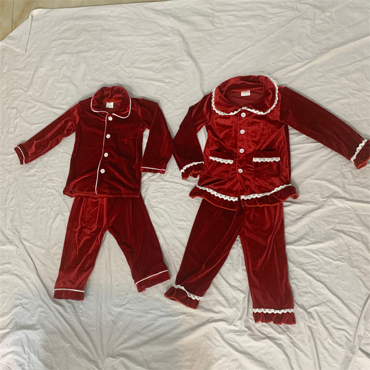 JINXI Velvet Red Soft Christmas pajamas for cute girls