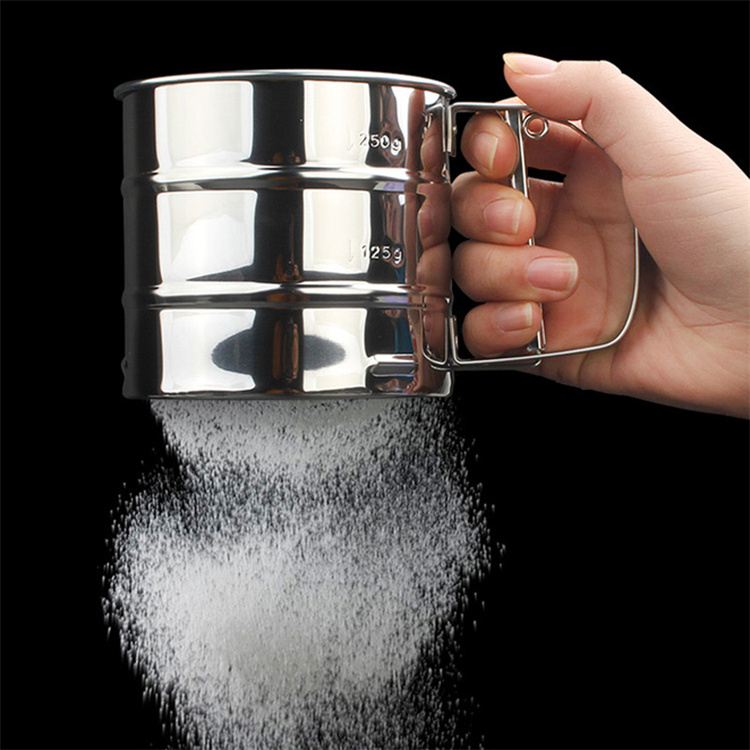 Small double-layer powder sieve Cup Semi-automatic hand-held flour sieve cake baking tools