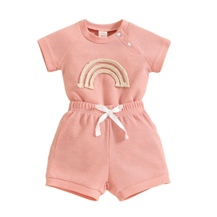 JInxi Baby Boy Waffle rainbow dress baby suit