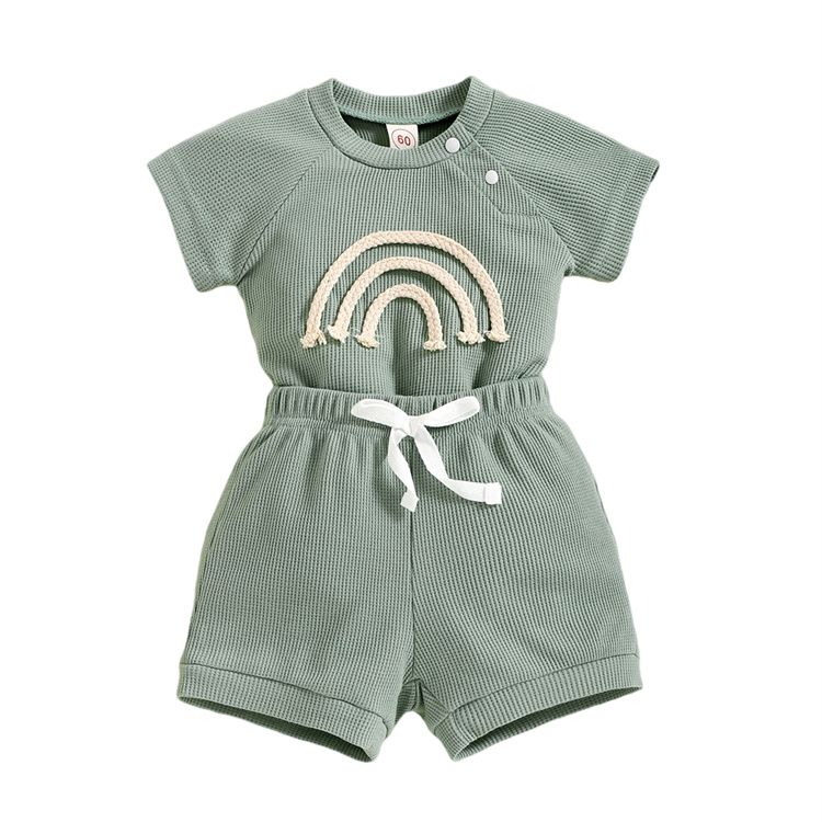 JInxi Baby Boy Waffle rainbow dress baby suit