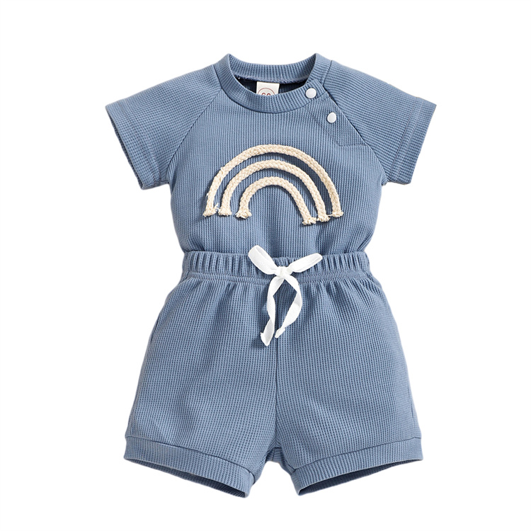 JInxi Baby Boy Waffle rainbow dress baby suit