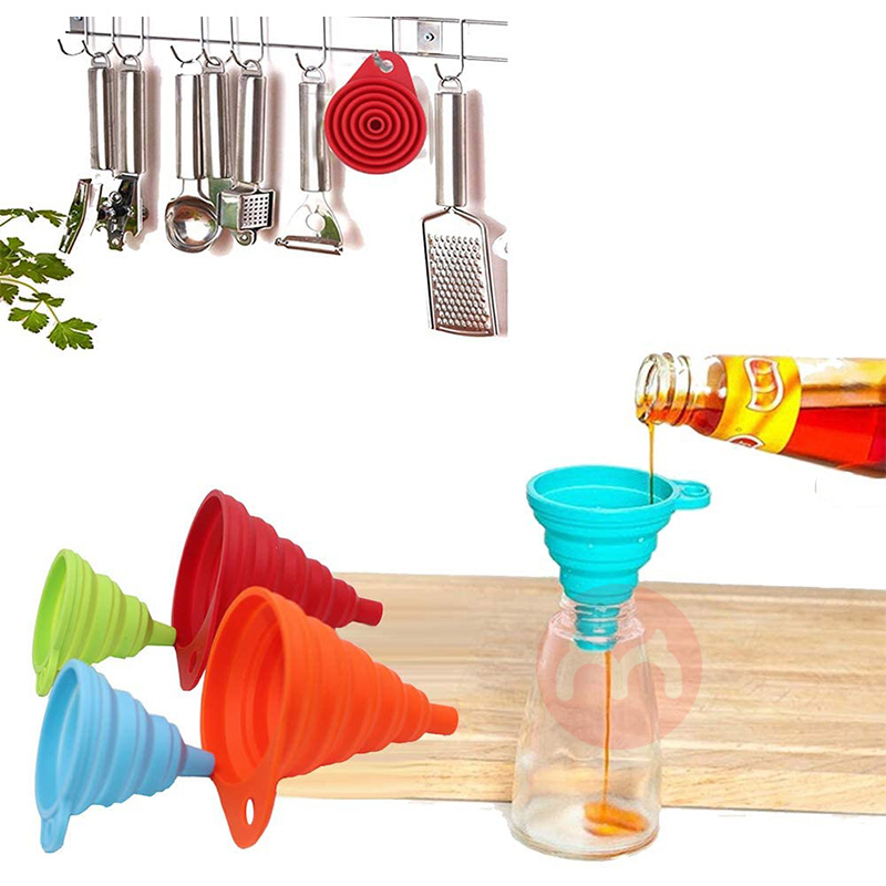 GMI Food Grade Multifunctional Kitchen Cooking Accessories Food Grade Collapsible Funnel Silicone Funnel for Liquid Tran