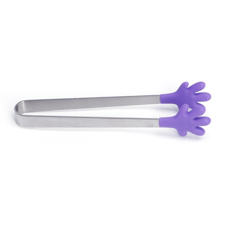 Mini Tongs Ice Tongs Stainless Steel Hand Silicone Vegetable Fruit Salad Cake Clip Food Tongs