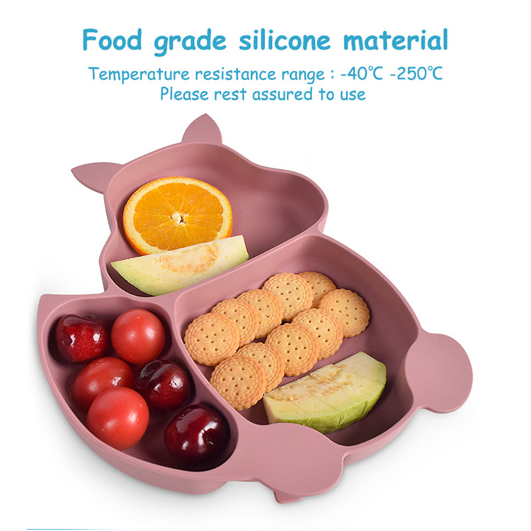 SUAN Cute silicone baby dish bowl and training cup wooden spoon and fork set