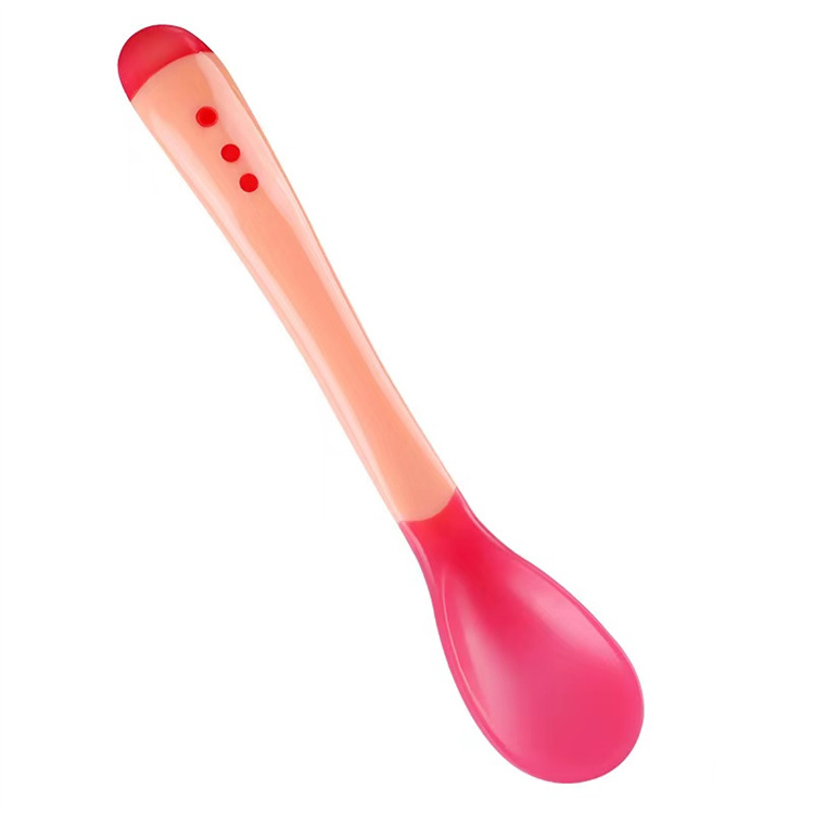 SUAN Infant silica gel temperature sensitive spoon feeding drug spoon temperature sensitive color spoons