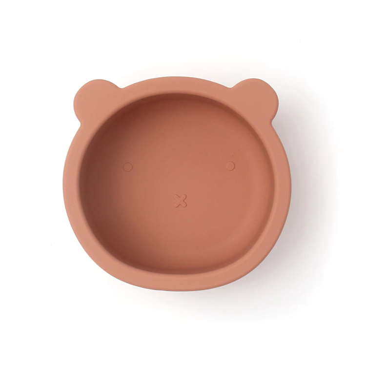SUAN Baby cutlery bear silica gel food bowl anti slip anti fall cutlery baby training feeding bowl