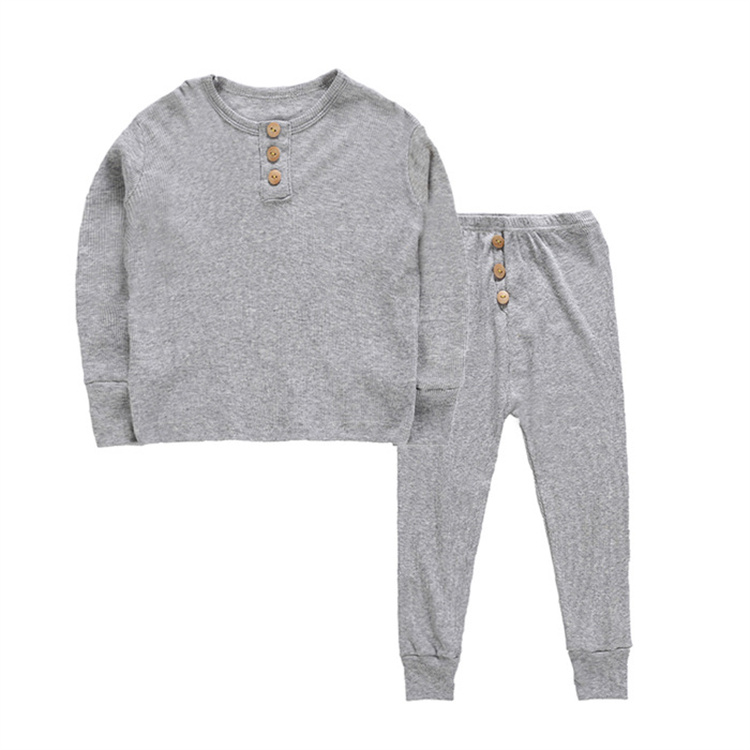 JINXI 100% cotton winter button ribbed pajama set