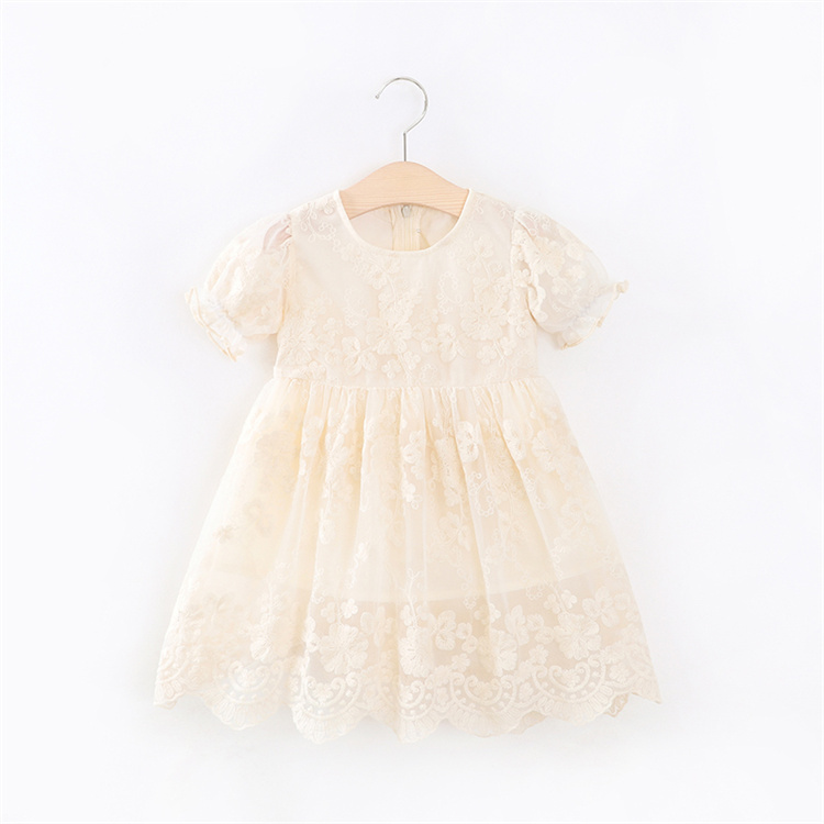 Yishiyuan Summer short-sleeved lace sundress with floral pattern
