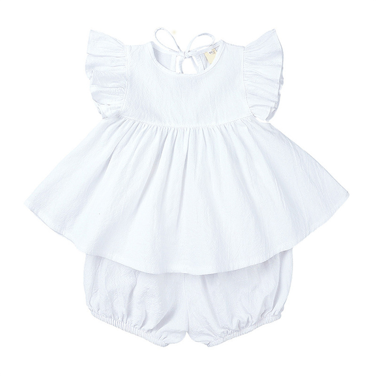 JINXI Flax cotton baby dress set with flaxen ruffled edges