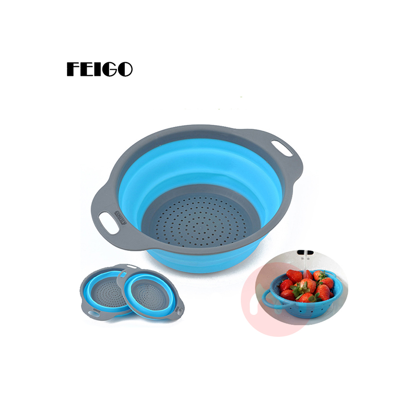 HOMETREE Folding Drain Basket Kitchen Collapsible Silicone Fruit Vegetable Strainer Drainer Kitchen H476