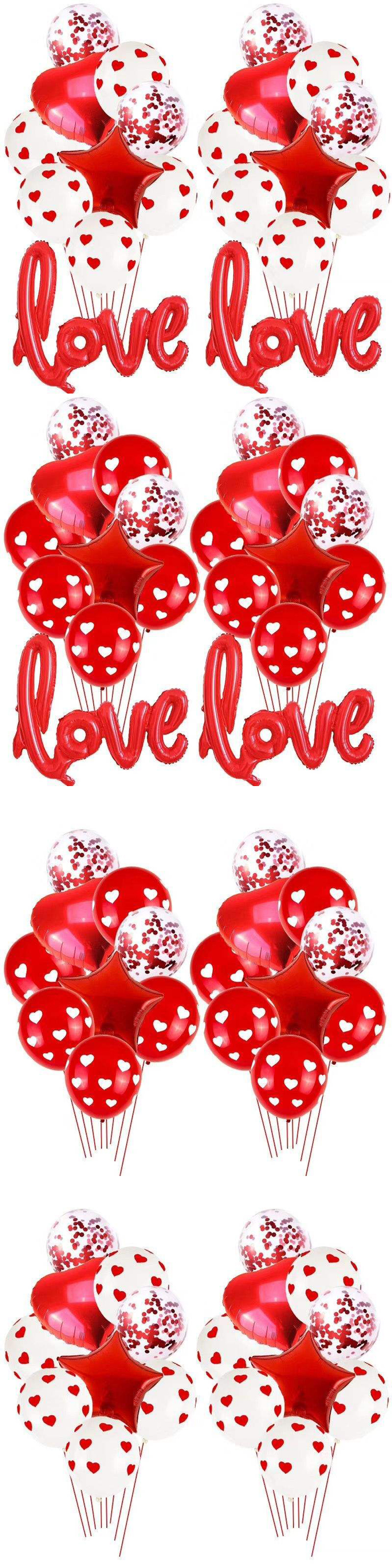 PAFU wedding party supplies red love foil balloon red and white heart latex balloon valentines's day decorations