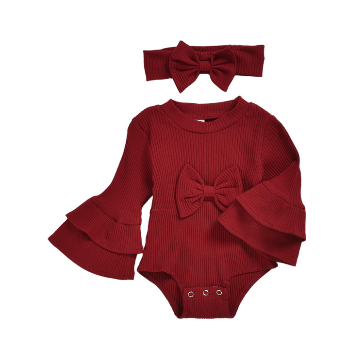 JINXI Baby girls winter autumn clothing flared sleeve flanged sill conjoined body