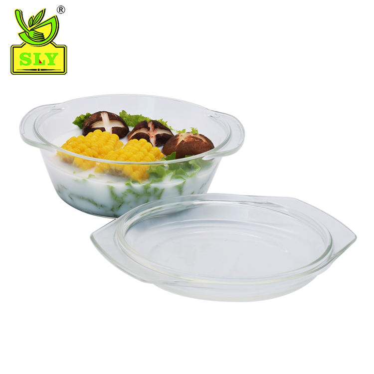 High borosilicate transparent glass casserole with glass cover