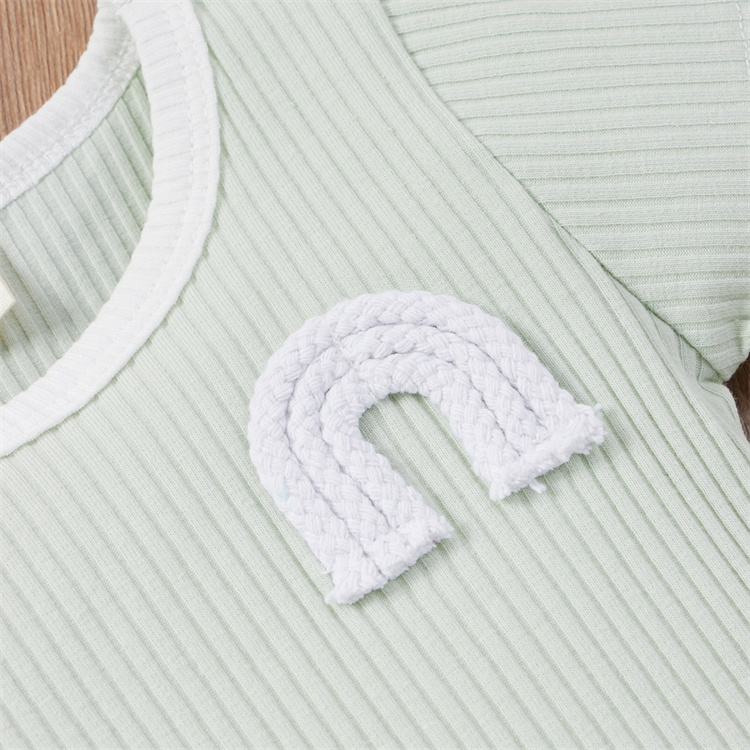 JINXI Children's Rainbow ribbed cotton suit casual baby suit