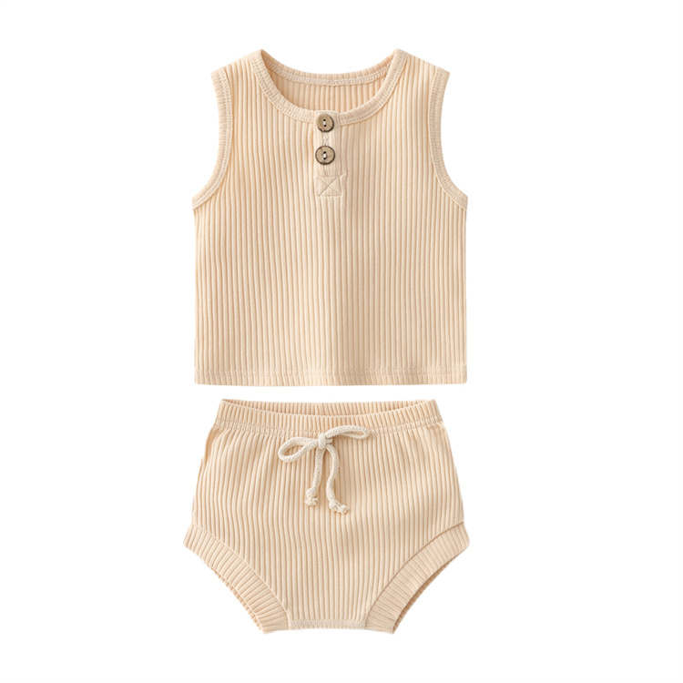 JINXI Ribbed cotton blank sleeveless comfortable soft boy suit