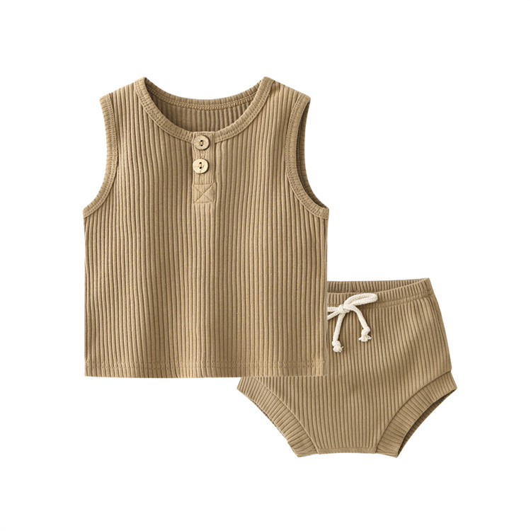 JINXI Ribbed cotton blank sleeveless comfortable soft boy suit