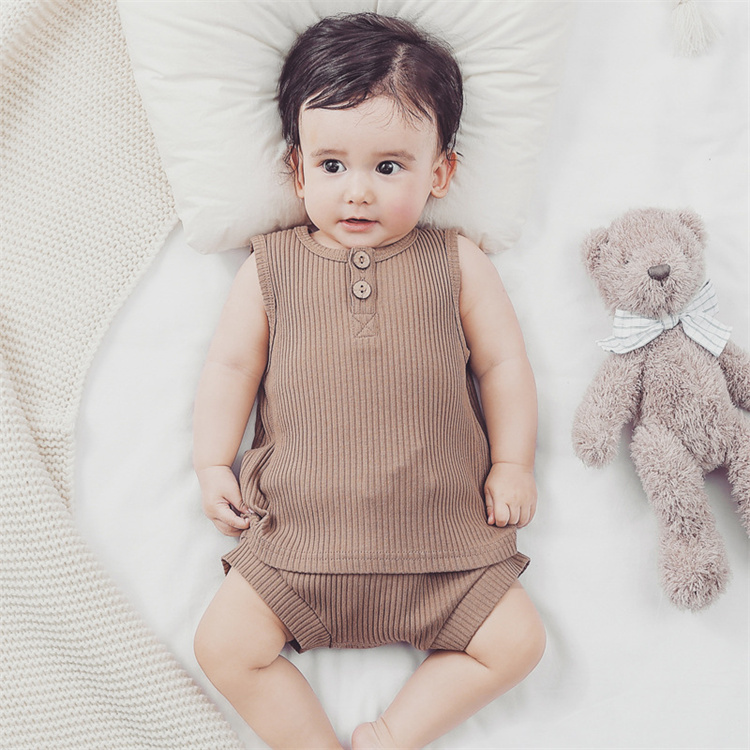 JINXI Ribbed cotton blank sleeveless comfortable soft boy suit