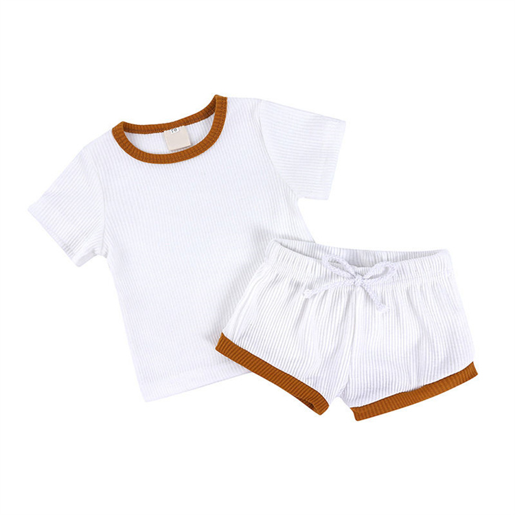 JINXI RIB cotton-padded short-sleeved pure color summer suit