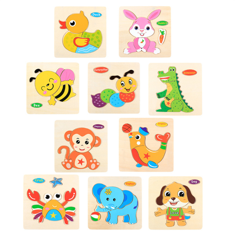 Beautiful And Colorful Wooden Animal And Fruit Puzzle Magnetic Block Building Toys Puzzles For Kids