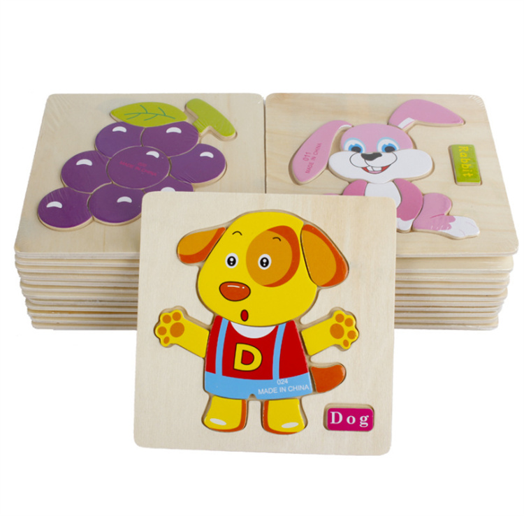 Beautiful And Colorful Wooden Animal And Fruit Puzzle Magnetic Block Building Toys Puzzles For Kids