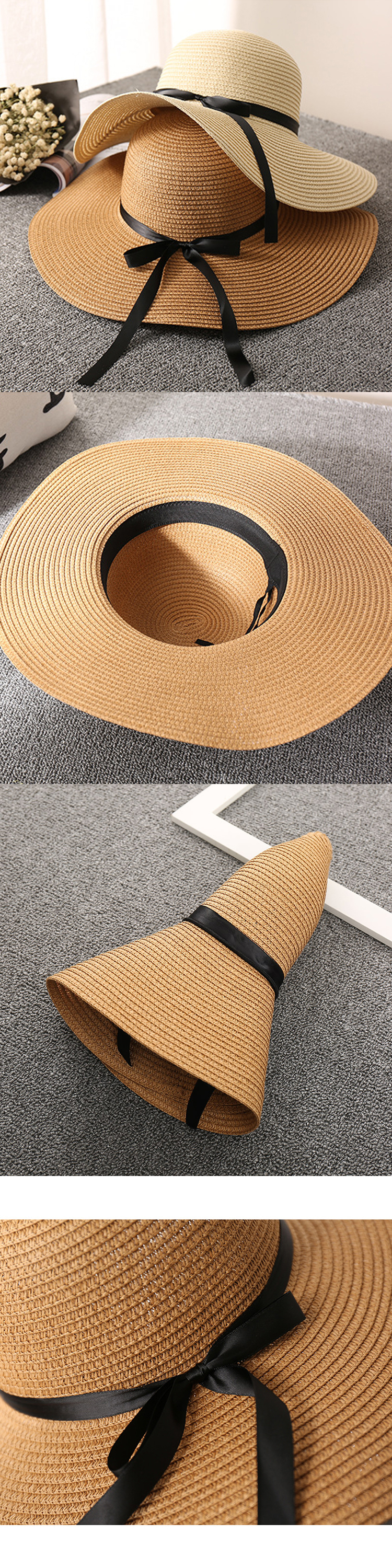 OEM Women's summer folding sun visor Straw Beach Hat