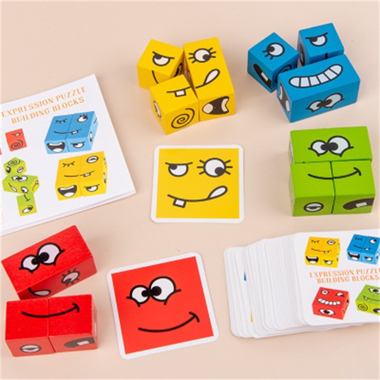 Wooden emojis match block puzzles