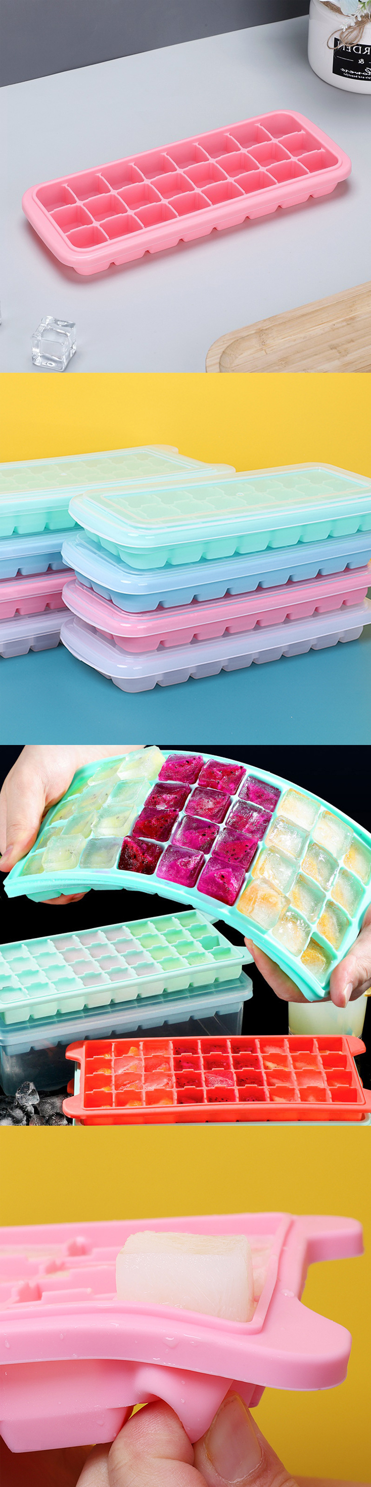 Silica gel ice lattice tray ice block mold with cover