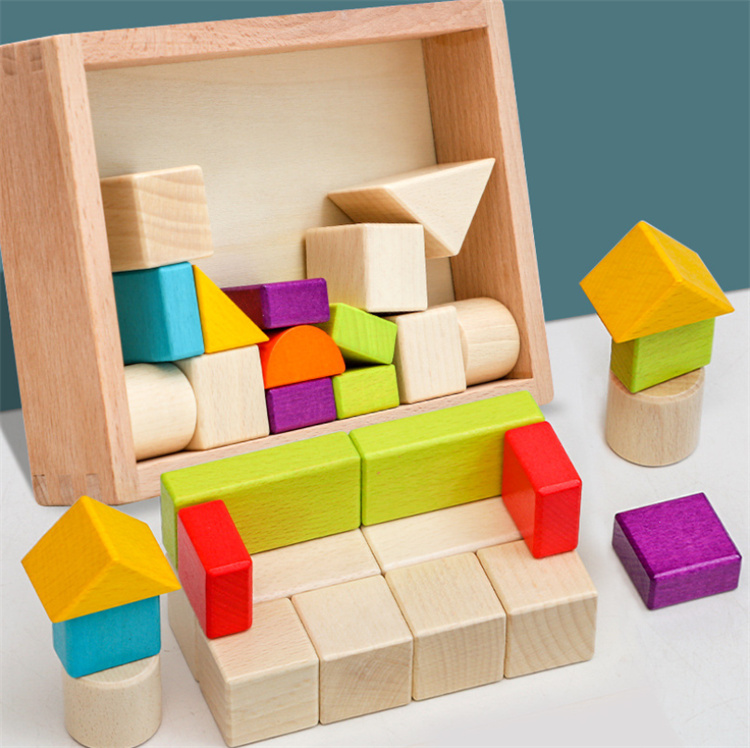 Haolu 30 puzzle blocks made of natural solid wood