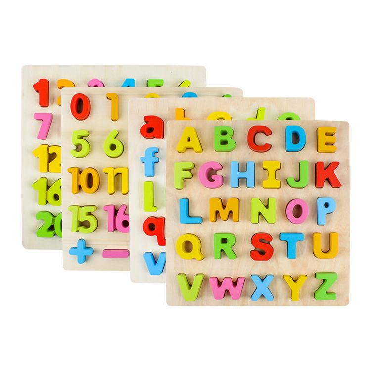 Wooden letter and number puzzle sets