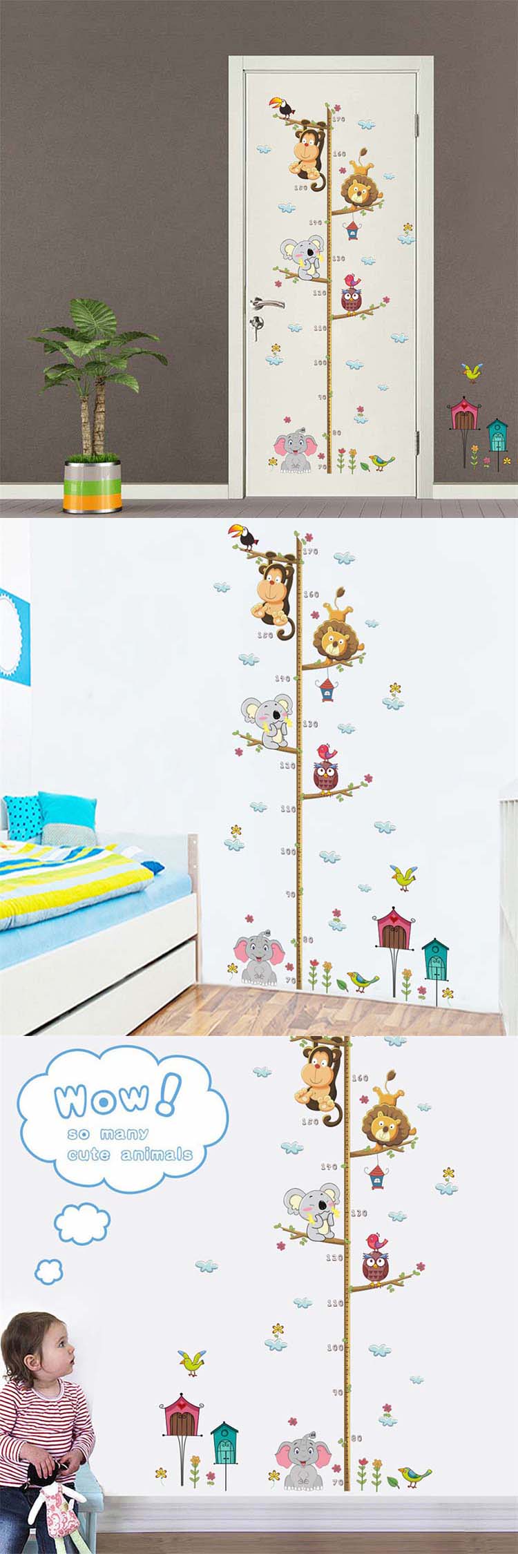 vanco-up Children's height wall stickers animal world